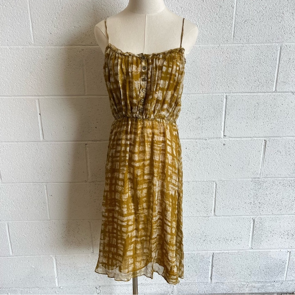Anthropologie Aryn K Yellow Silk Flowy Dress Size XS